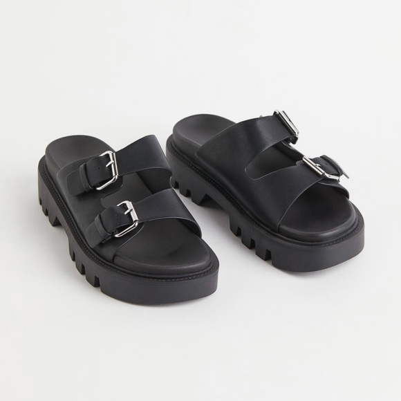 Nwt Hm Chunky Soled Slides Sandals 